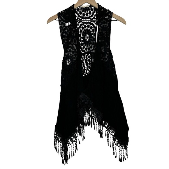 Altar'd State Sweaters - Altar'd State Crochet Vest Black Small Witchy Boho Festival Whimsigoth Hippie